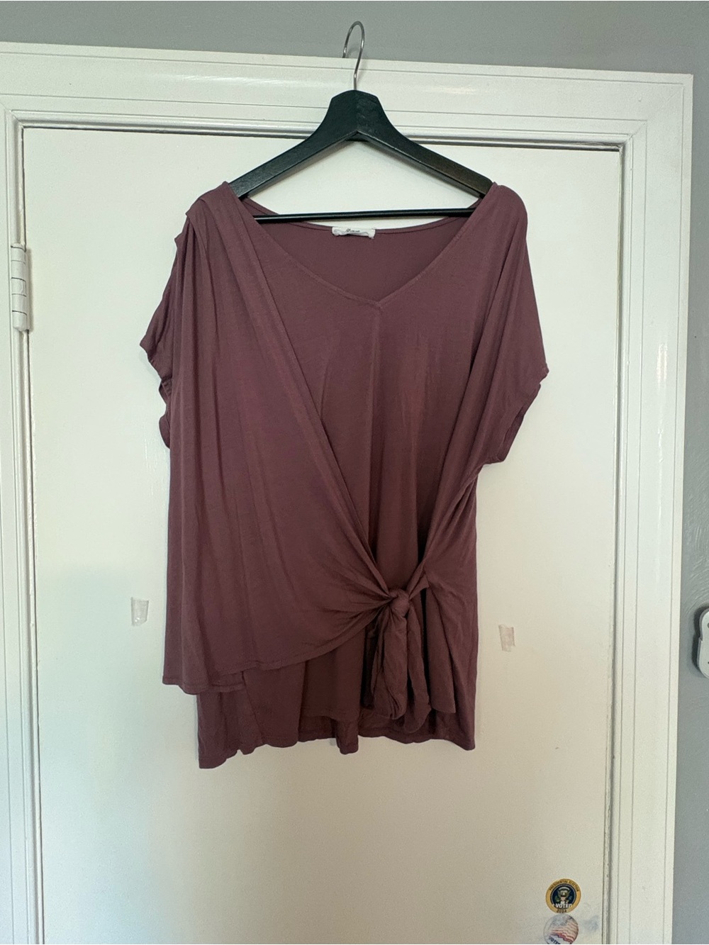 Tie-Front Short Sleeve Top in Mauve